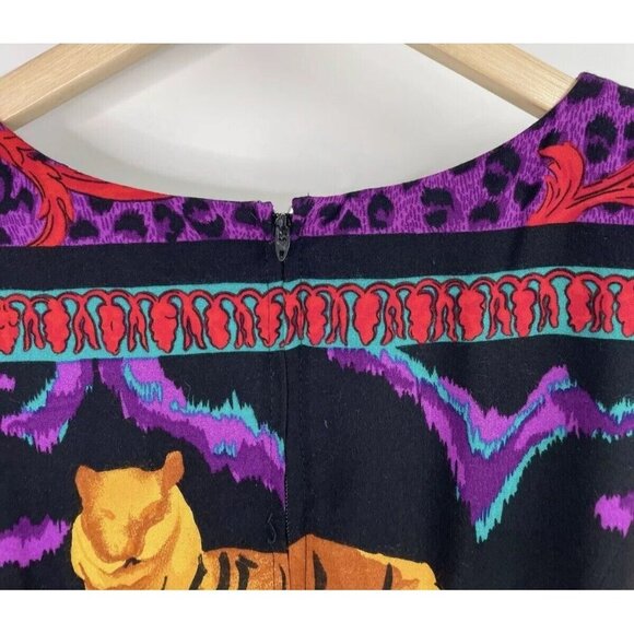 Vintage 90s‎ Deadstock Tiger Boho Print Short Sleeve Wrap Skirt Maxi Dress 14 - Picture 13 of 16